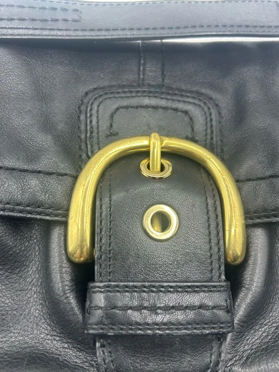 Coach Black Leather Shoulder Bag with Gold Hardware - Picture 16 of 16